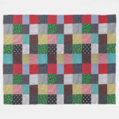 gevlekte vierkanten van kleurrijk  patchwork fleece deken (Voorkant (Horizontaal))