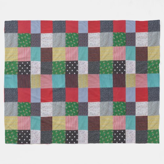 gevlekte vierkanten van kleurrijk  patchwork fleece deken (Voorkant (Horizontaal))