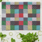 gevlekte vierkanten van kleurrijk patchwork theedoek (Gevouwen)