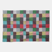 gevlekte vierkanten van kleurrijk patchwork theedoek (Horizontaal)