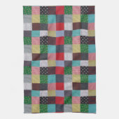 gevlekte vierkanten van kleurrijk patchwork theedoek (Verticaal)