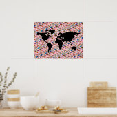 gevlekte zwarte wereldkaart poster (Keuken)