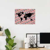 gevlekte zwarte wereldkaart poster (Thuiskantoor)
