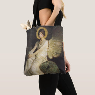 Gevleugeld figuur gezeten op een rots door Abbott Tote Bag