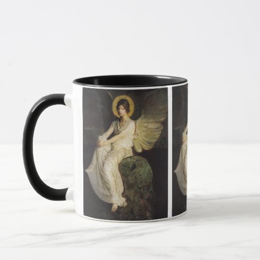 Gevleugeld figuur gezeten op een rots van Abbott T Mok (Links)