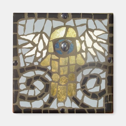 Gevleugeld Hamsa Goud met Blauw Oog Magneet (Voorkant)