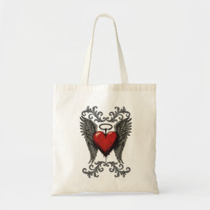 Gevleugeld Hart met Halo – Gothic Angel Love Desig Tote Bag