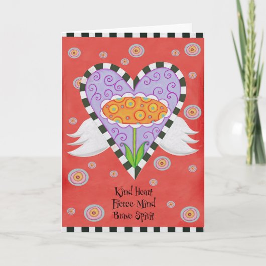 Gevleugeld hart (rood) Wenskaart Feestdagen Kaart (Voorkant)