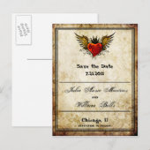 Gevleugeld Hart Sla de datum Briefkaarten (Voorkant / Achterkant)