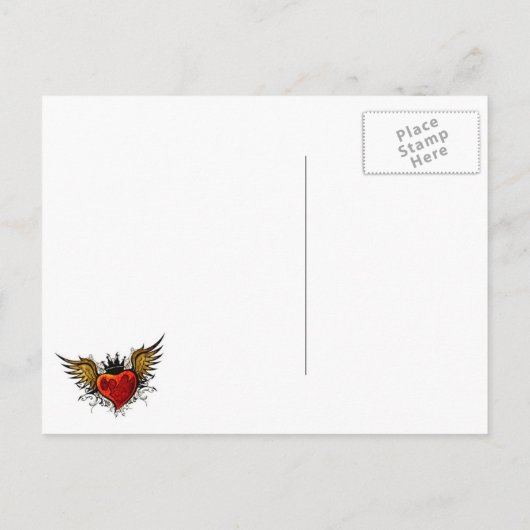  Gevleugeld Hart Sla de datum Briefkaarten (Achterkant)