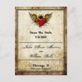  Gevleugeld Hart Sla de datum Briefkaarten (Voorkant)