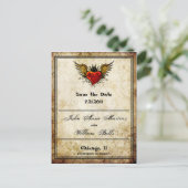 Gevleugeld Hart Sla de datum Briefkaarten (Staand voorkant)