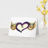 Gevleugeld hart Wenskaart Kaart (Gele Bloem)