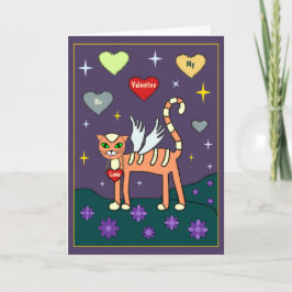Gevleugeld Kat met Heart Custom Kaart