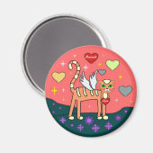 Gevleugeld Kat met Heart Custom Magnet (Voorkant / Achterkant)