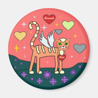 Gevleugeld Kat met Heart Custom Magnet