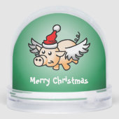 gevleugeld kerstvarken sneeuwbol (Achterkant)