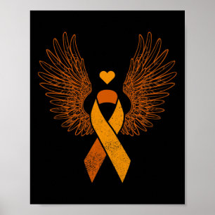 Gevleugeld oranje lint leukemie bloedkanker bewust poster