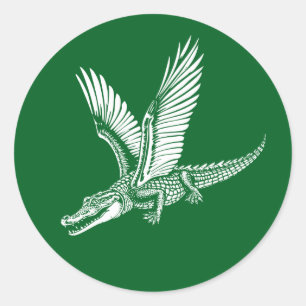 gevleugelde alligator vliegt hoog ronde sticker