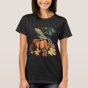 Gevleugelde baarddraak op pompoen t-shirt