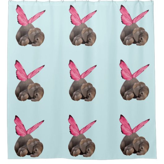 Gevleugelde Baby Olifant Douchegordijn (Voorkant)