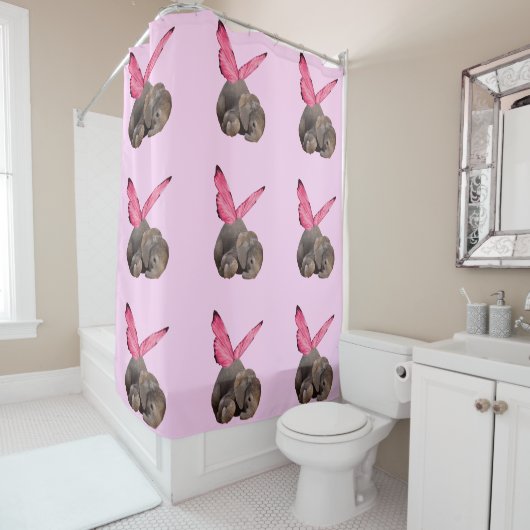 Gevleugelde Baby Olifant Douchegordijn (In situ)