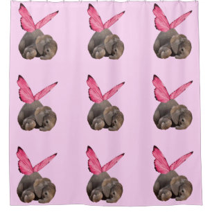 Gevleugelde Baby Olifant Douchegordijn