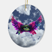 Gevleugelde Beschermings Oog – Ronde Intentie Sleu Keramisch Ornament (Links)