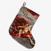 GEVLEUGELDE CHERUB OP WINTERBOOM MET VOGELS GROTE KERSTSOK (Voorkant (Hangend))