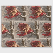 GEVLEUGELDE CHERUB OP WINTERBOOM MET VOGELS Kerstm Cadeaupapier (Vlak)