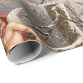 GEVLEUGELDE CHERUB OP WINTERBOOM MET VOGELS Kerstm Cadeaupapier (Rol Hoek)