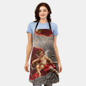 GEVLEUGELDE CHERUB OP WINTERBOOM MET VOGELS Kerstm Schort (Gedragen)