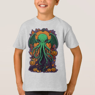 Gevleugelde Cthulhu in Herfst Moonlight Kind T-shirt