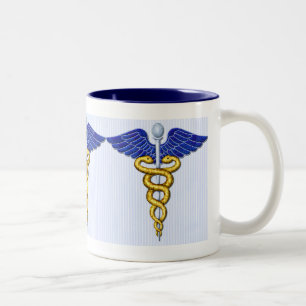 Gevleugelde Doctor Caduceus Tweekleurige Koffiemok