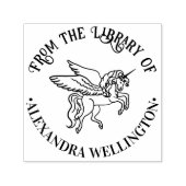 Gevleugelde eenhoorn lijn kunst ronde bibliotheek   zelfinktende stempel (Design)