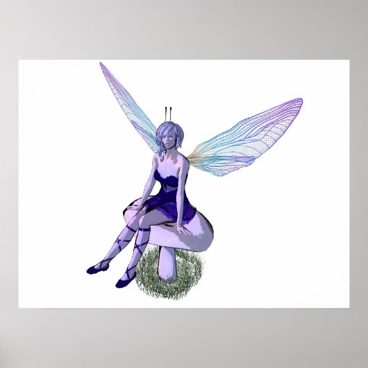 Gevleugelde faery op paddenstoel poster (Voorkant)