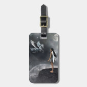  gevleugelde fee en vliegend paard bagagelabel (Voorkant verticaal)