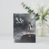  gevleugelde fee en vliegend paard briefkaart (Staand voorkant)