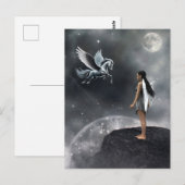  gevleugelde fee en vliegend paard briefkaart (Voorkant / Achterkant)