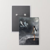 gevleugelde fee en vliegend paard button (Voorkant / Achterkant)