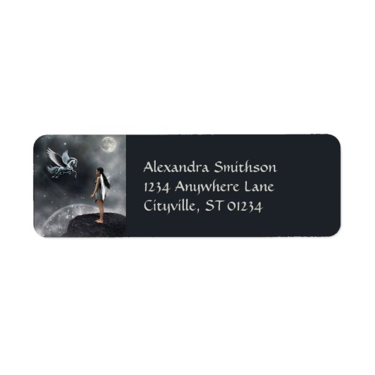 gevleugelde fee en vliegend paard etiket (Voorkant)