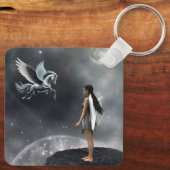  gevleugelde fee en vliegend paard sleutelhanger (Achterkant)