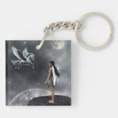 gevleugelde fee en vliegend paard sleutelhanger (Achterkant)