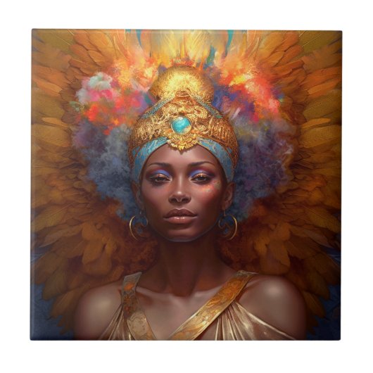 Gevleugelde Godin Fantasy Art Tegeltje (Voorkant)