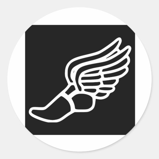 Gevleugelde hardloopschoen ronde sticker (Voorkant)