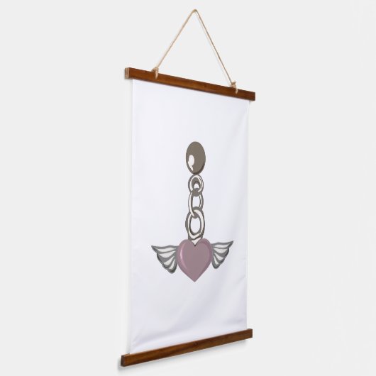 Gevleugelde hartketting charme - Esthetisch Angel  Hangend Wandkleed (Gebogen)