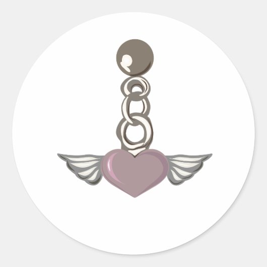 Gevleugelde hartketting charme - Esthetisch Angel  Ronde Sticker (Voorkant)