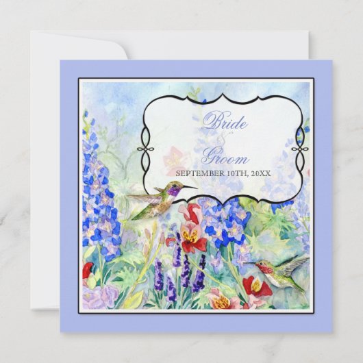 Gevleugelde juwelen kolibries - bruiloft uitnodigi kaart (Achterkant)