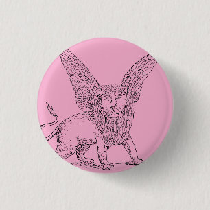 Gevleugelde leeuw symbool van Sint Marcus Ronde Button 3,2 Cm