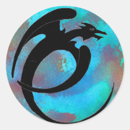 gevleugelde-maanslang ronde sticker